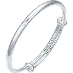 周六福双扣镯手镯999足银实心镯子优雅气质本命年礼物