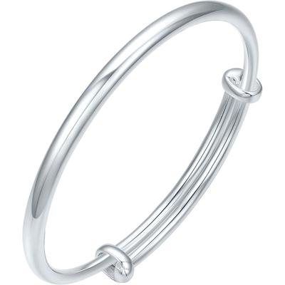 周六福双扣镯手镯999足银实心镯子优雅气质本命年礼物