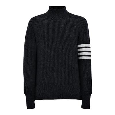 TB高领毛衣白四杠纹理男女同款