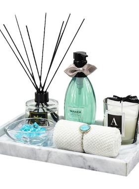 洗手间台面香薰蜡烛大理石托盘