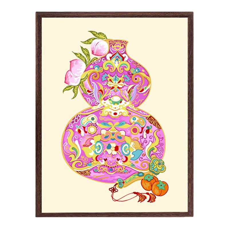 数字油画diy填充油彩画填色画手工涂色画画中式葫芦装饰挂画 凝禧
