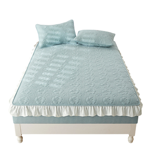 全棉床笠带裙边加厚夹棉纯棉防滑花边款床罩套a类母婴级四季通用