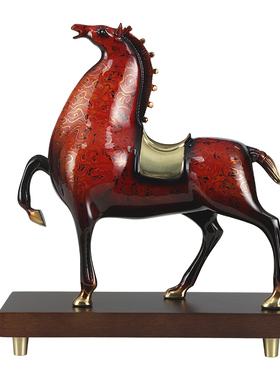 一马当先铜马摆件大漆工艺