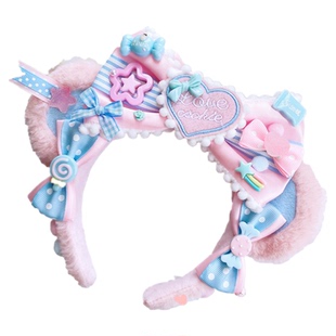 洛丽塔kc原创lolita发饰呲甜心娃娃机熊耳霜糖ap摘草莓蝴蝶结发箍