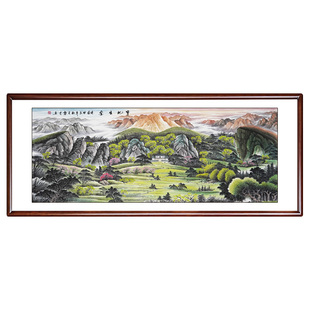 宝地生金山水画手绘风水画客厅办公室国画西墙挂画聚宝盆装饰画