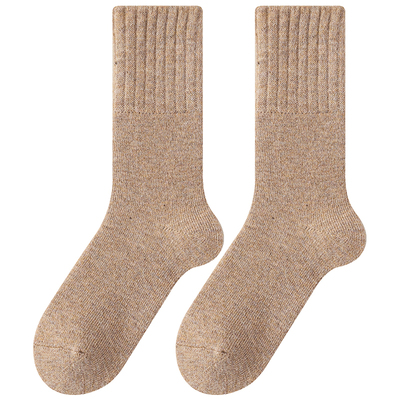 含羊毛袜子女中筒袜加绒加厚保暖