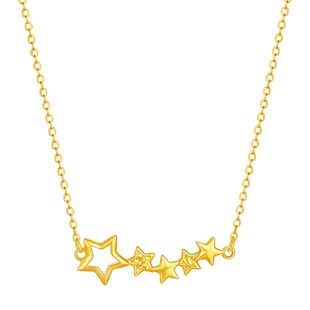 周六福黄金计价5G足金闪耀炫彩幸运星项链浪漫星月夜系列新年礼物