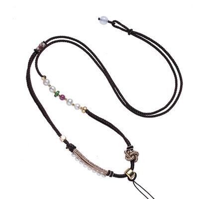 花素珍珠吊坠绳挂脖挂件绳项链女