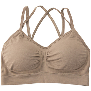 大码内衣女胖mm纯棉聚拢无钢圈性感一体式无痕薄款交叉美背文胸罩