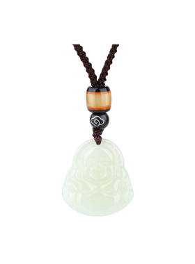 和田玉弥勒佛吊坠女天然玉石项链