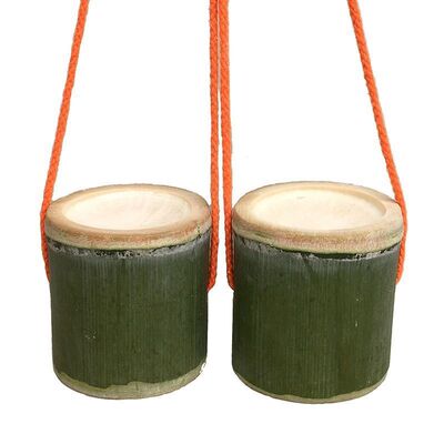 竹高跷儿童学生竹筒游戏