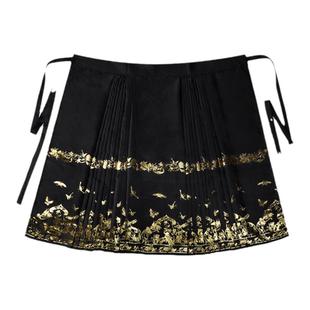 梨花棠黑色织金马面裙套装新中式重工刺绣明制汉服半身裙女原创