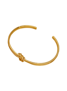 铜镀金素圈打结开口手镯轻奢小众高级感简约手饰品女礼物