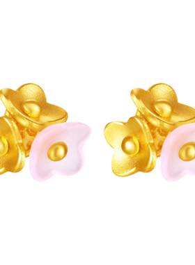 justgold金店蝶恋花时尚个性耳钉