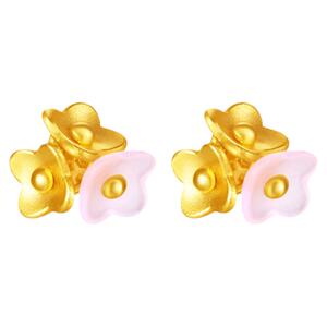 justgold金店蝶恋花时尚个性耳钉