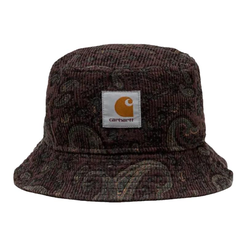 CARHARTT WIP Cord Bucket暗红纯棉灯芯绒提花平顶渔夫帽遮阳帽