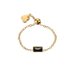 耳边风 BLACK计划黑金组合戒指叠戴复古高级感链条钛钢指环可调节