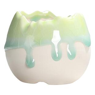 多肉花盆陶瓷素烧透气小清新绿植盆带脚方形奶罐冰裂纹流釉小花盆