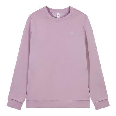 特步加绒卫衣女秋冬新款加厚保暖圆领女士运动服休闲宽松上衣女款