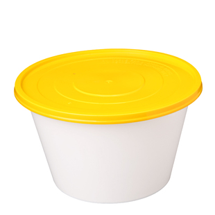 鑫雄盛黄盖白底一次性外卖餐盒方形打包盒圆形带盖汤碗塑料便当盒