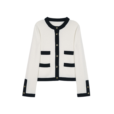 经典黑白拼色羊绒小香开衫/半裙