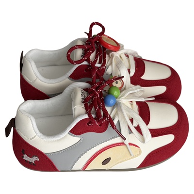 红色苹果德训鞋女2026春季新款