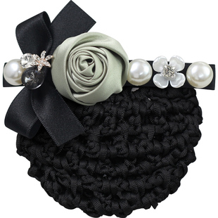 头花2025年新款女职业发网护士银行盘头发头饰发饰工作网兜高级感