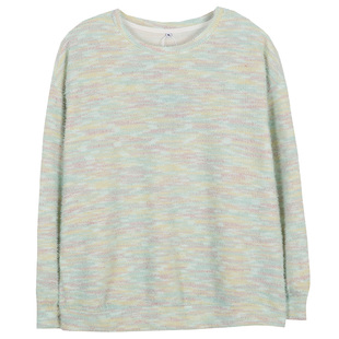 胖莹莹大码女装秋冬胖妹mm韩版慵懒风软糯宽松针织上衣彩虹条毛衣