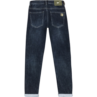 柔软印花牛仔裤男秋冬厚款 弹力潮流蓝灰色修身小脚长裤高端潮牌