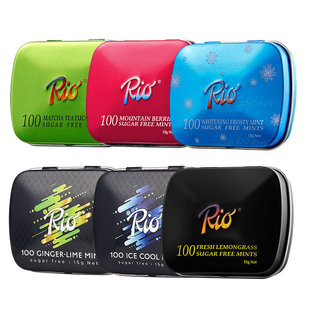 【6盒】RIO强劲无糖薄荷糖 清新口气铁盒口香糖脱困非戒烟糖零食