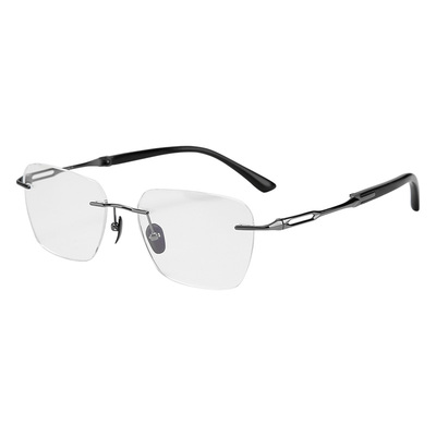 木川无框眼镜男士商务牛角腿钛架