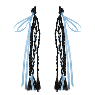 少女彩色垂耳兔假发辫抓夹发饰甜酷双马尾蝴蝶结丝带麻花辫子发夹