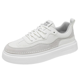 男鞋2025新款春季透气百搭高级感休闲板鞋男士厚底增高运动小白鞋