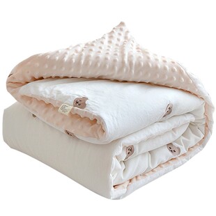 婴儿纯棉刺绣棉花豆豆绒被子宝宝秋冬加厚卡通成人加大保暖儿童被