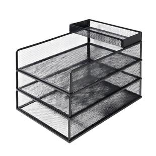 得力桌面文件架金属资料架文件框多层文件收纳架办公室文件夹收纳盒书架书立档案办公桌文具用品大全置物架子