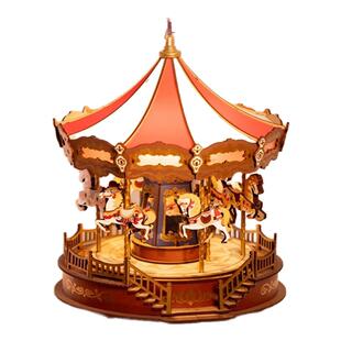 若态若来旋转木马音乐盒八音盒积木桌面摆件手工diy女友生日礼物