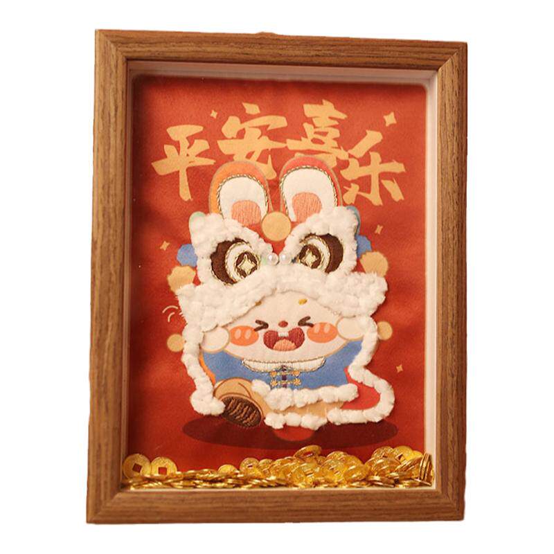 刺绣diy醒狮兔子摆件情人节礼物