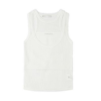 REVAN芮范设计师款简约烫钻白色针织背心RM31202089