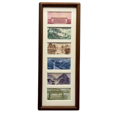 六连框人民币装饰画相框立式摆台