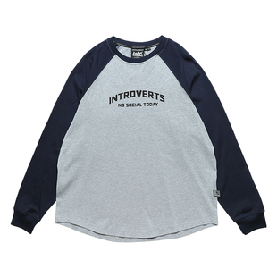 LNBR熊电24秋新品“introverts”性格内向i人插肩袖长袖T恤