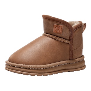 巴布豆童鞋男童加绒加厚雪地靴2025冬季新款儿童保暖棉鞋低筒短靴