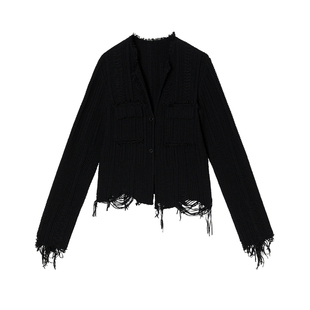 JNBY/江南布衣折扣春夏针织开衫开襟外套H型流苏修身V领编织女