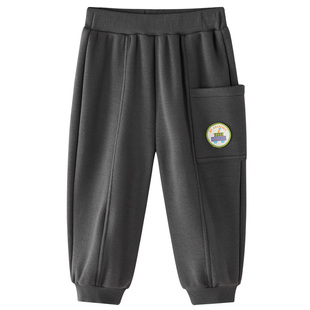 【亲肤绒】博睿恩儿童运动裤子春秋薄绒款男女宝宝口袋加绒卫裤