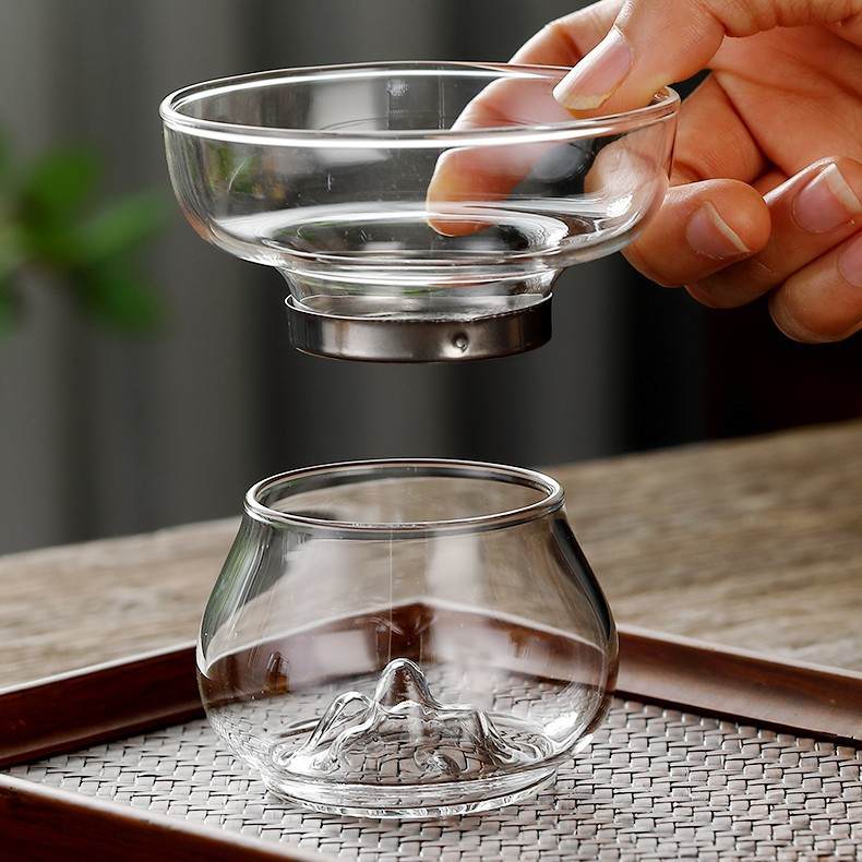 厂家批发家用玻璃观山分漏茶水茶茶杯不锈钢茶具分离配件滤网过滤