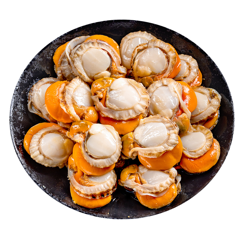 扇貝肉新鮮冷凍超大無(wú)冰帶黃帶膏扇貝海鮮水產(chǎn)紅貝鮮貝肉蒜蓉扇貝