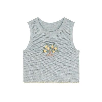 LLANO柠檬树手工针织马甲背心