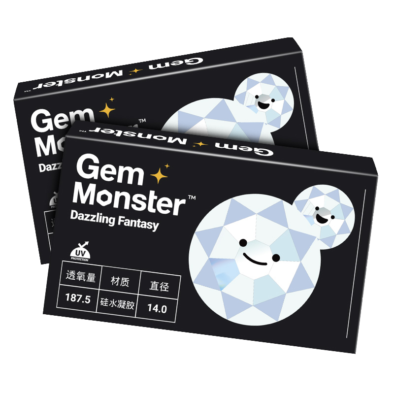 Gem Monster琦洛丽硅水凝胶美瞳月抛1片大小直径隐形眼镜三明治