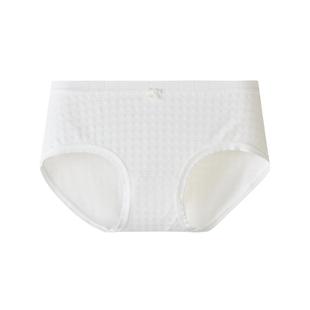 三福女低腰包臀纯欲内裤 日系学生格纹透气抗菌纯棉裆半平角裤