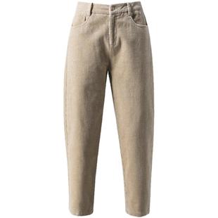 清仓秋冬灯芯绒裤子女新款休闲女裤卡其色哈伦裤萝卜裤加绒条绒裤