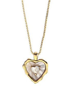 巴黎甜酒贝母锆石爱心项链毛衣链